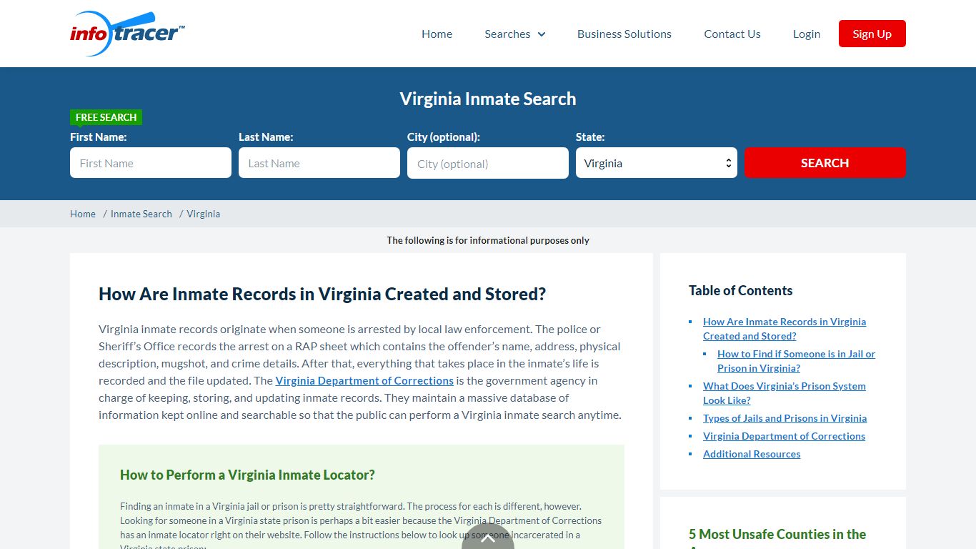 Virginia (VA) Doc Inmate Search & Locator - InfoTracer