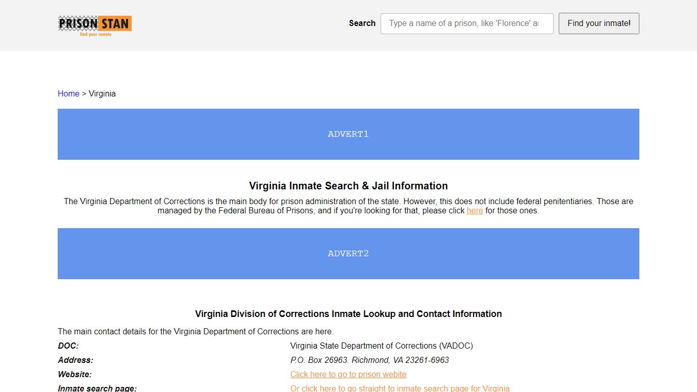 Virginia Inmate Lookup - Virginia Division of Corrections (DOC) Inmate ...